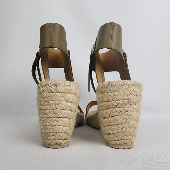 Dolce Vita Espadrille Wedges Olive Leather Sandals Size 7 - Picture 5 of 8